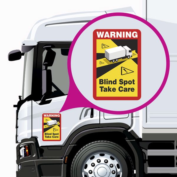 Adesivi per Auto e Moto: Warning, Blind Spot Take Care camion