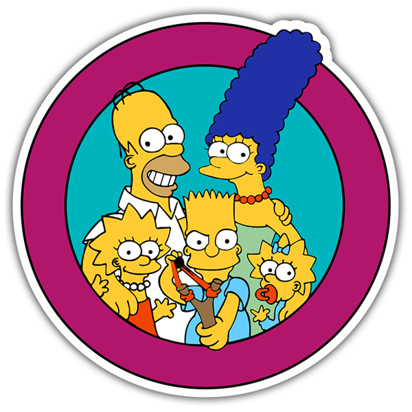 Adesivi per Auto e Moto: Famiglia Simpson in Cerchio