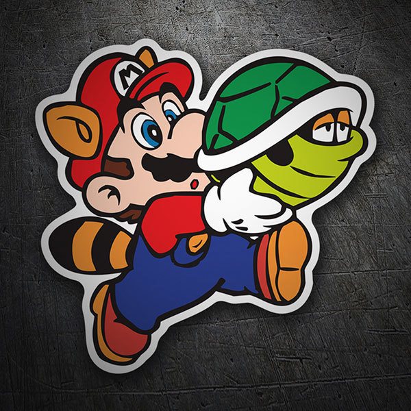 Adesivi per Auto e Moto: Super Mario Procione con tartaruga 1