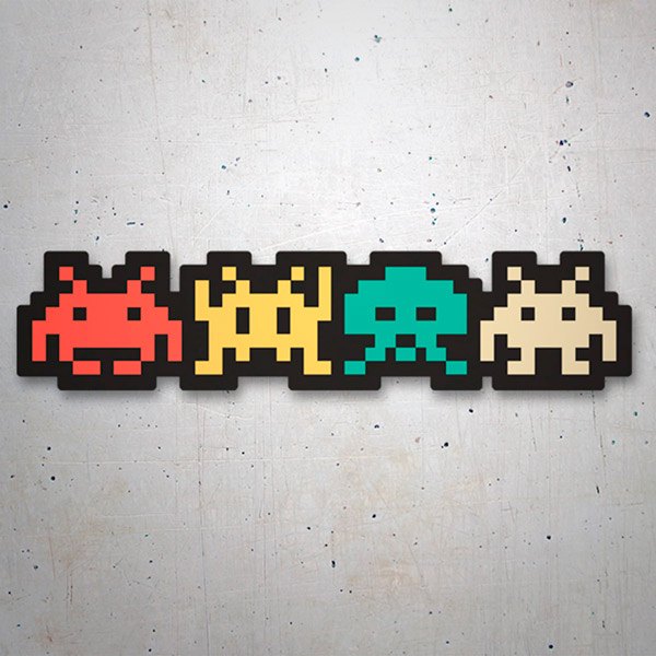 Adesivi per Auto e Moto: Space Invaders Colore dei Marziani
