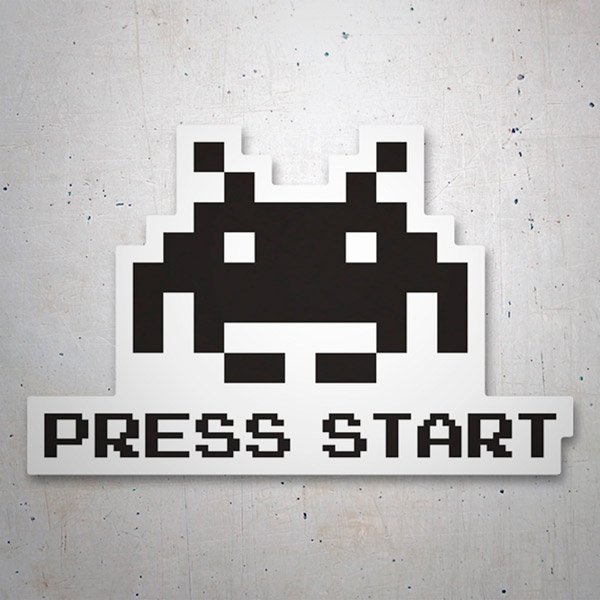 Adesivi per Auto e Moto: Space Invaders Marziano Press Start