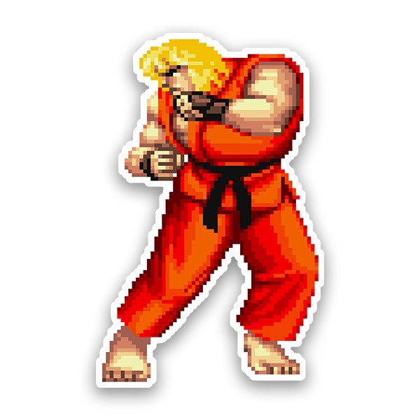 Adesivi per Auto e Moto: Street Fighter Ken Pixel 16 Bits