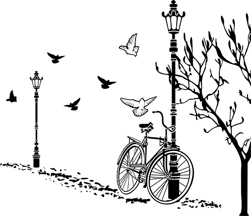 Adesivi per Auto e Moto: Bicicletta e lampione in autunno per Mac
