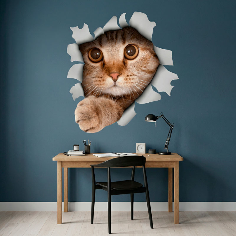 Gatto che spunta dal muro 3D 1/7