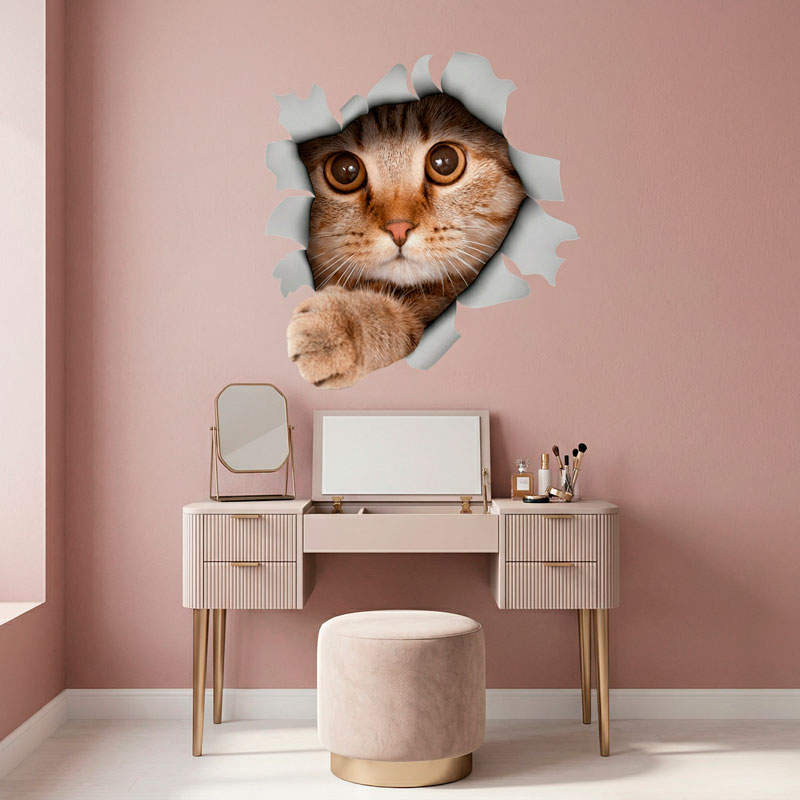 Gatto che spunta dal muro 3D 3/7