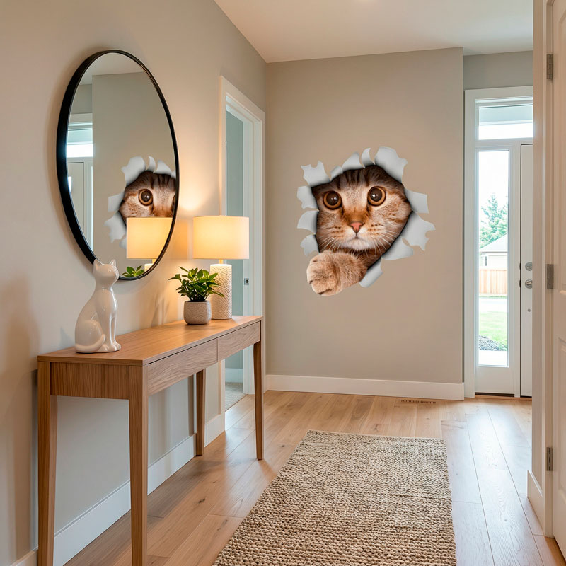 Gatto che spunta dal muro 3D 4/7
