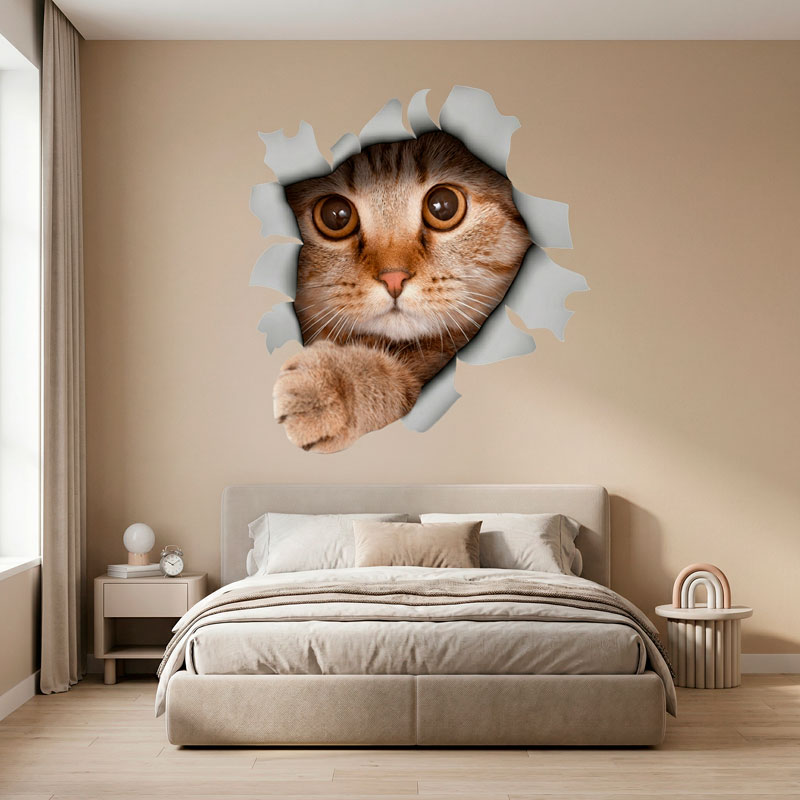 Gatto che spunta dal muro 3D 7/7