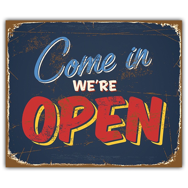 Adesivi Murali: Segno retro come in we are open