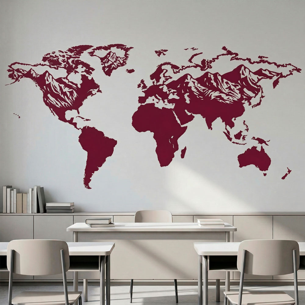 Adesivi Murali: Mappa Mundi rilievo di montagne