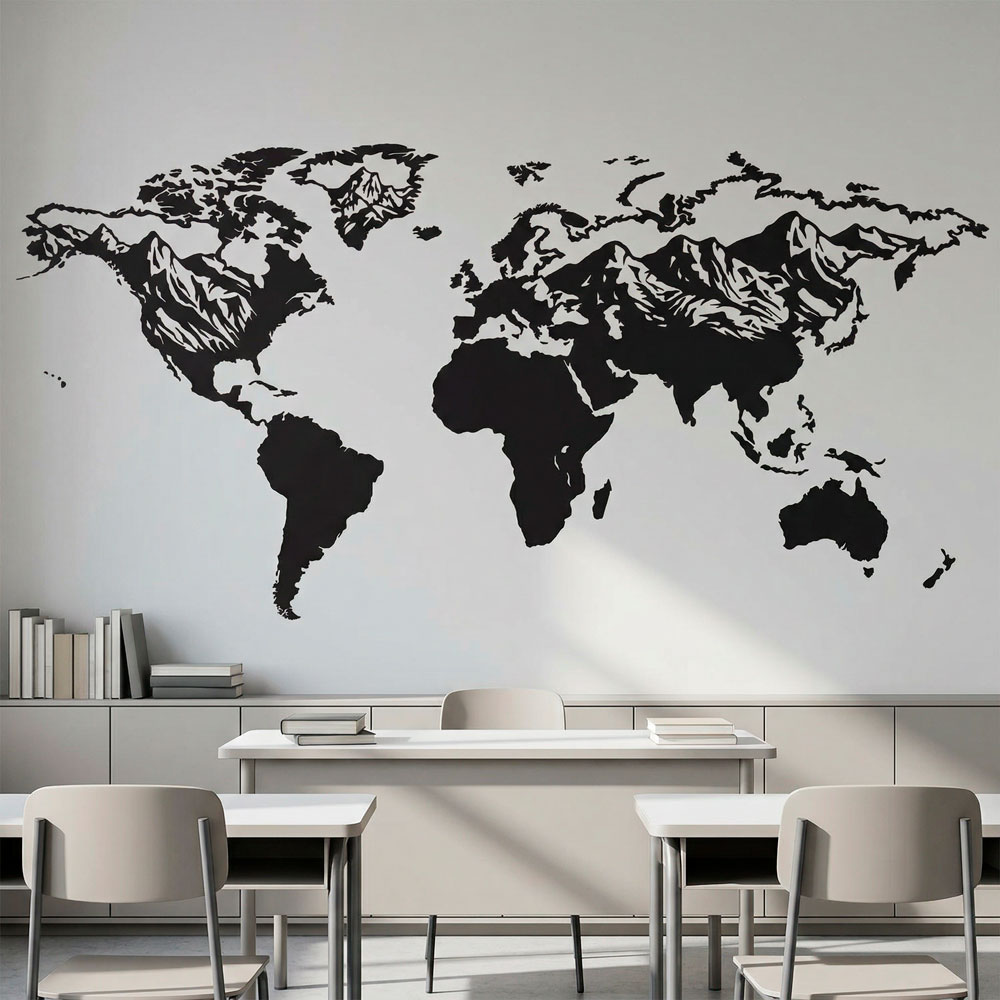 Adesivi Murali: Mappa Mundi rilievo di montagne
