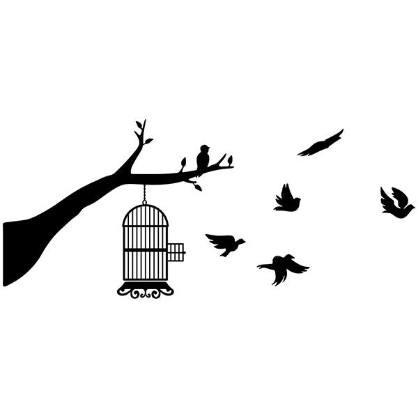 Adesivi Murali: Uccelli fuori dalla gabbia