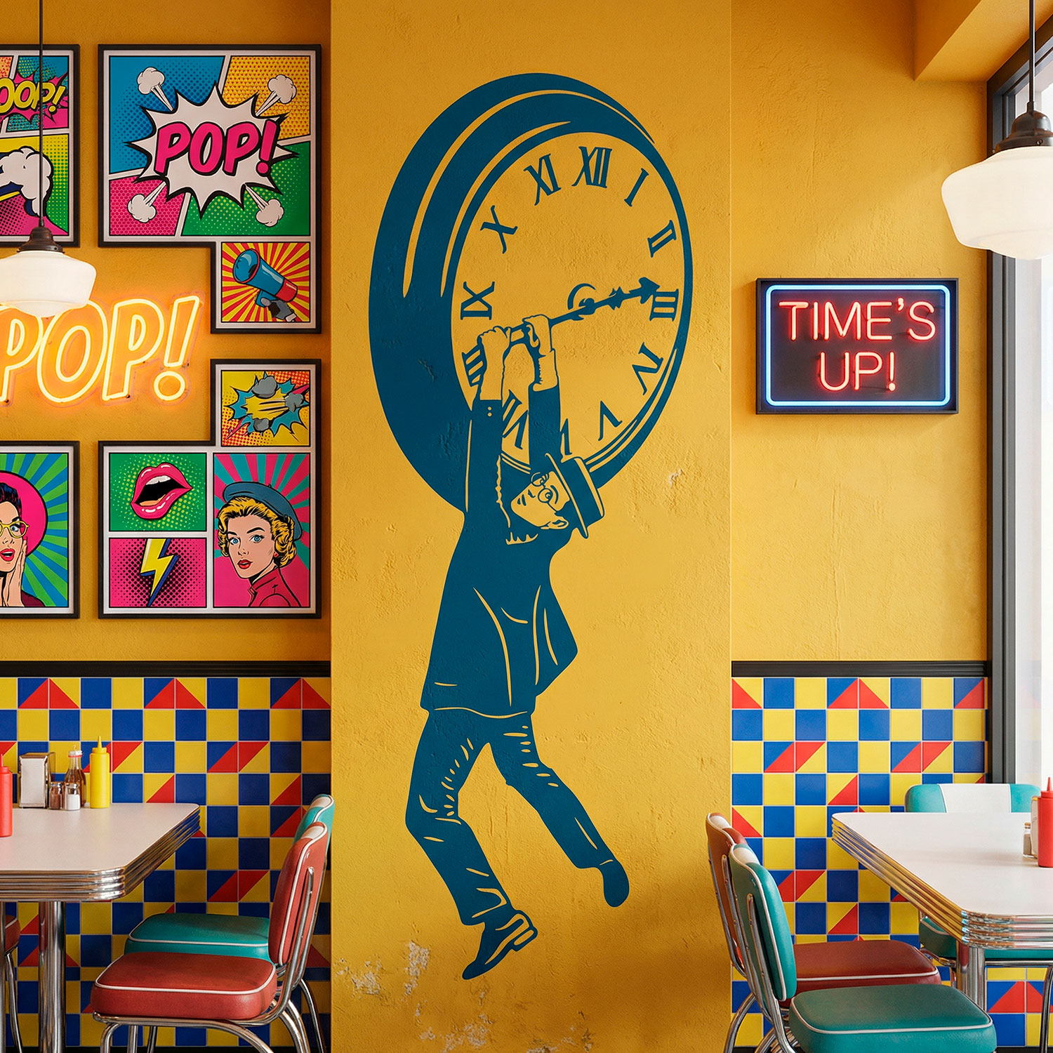 Adesivi Murali: Harold Lloyd appeso all'orologio