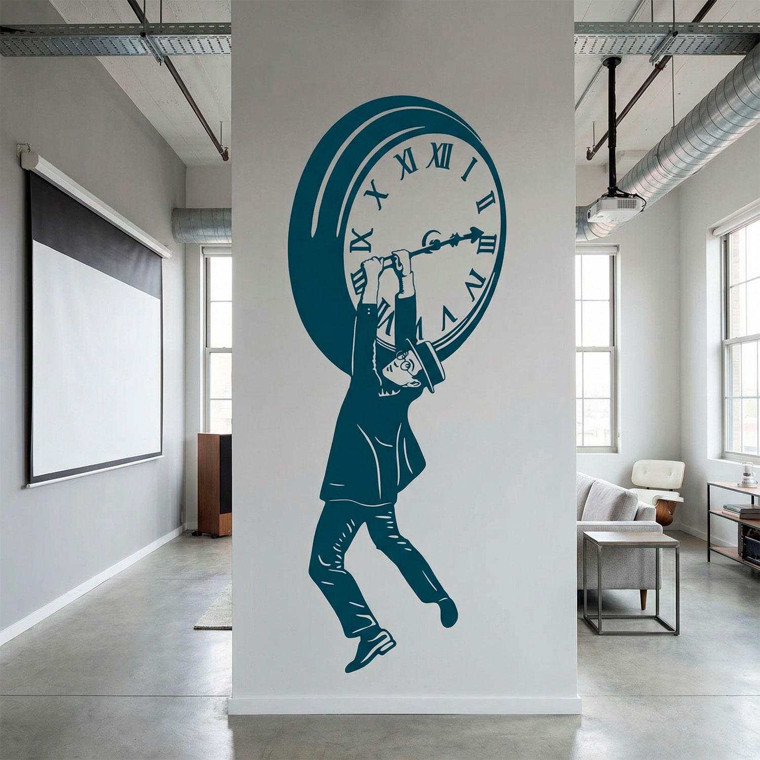 Adesivi Murali: Harold Lloyd appeso all'orologio