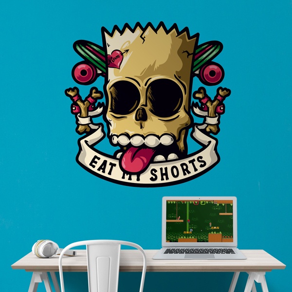 Adesivi Murali: Teschio Bart con scritta Eat My Shorts
