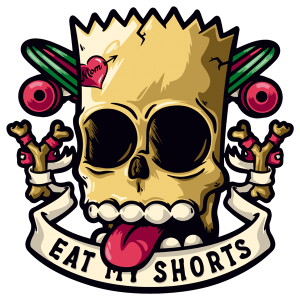 Adesivi Murali: Teschio Bart con scritta Eat My Shorts