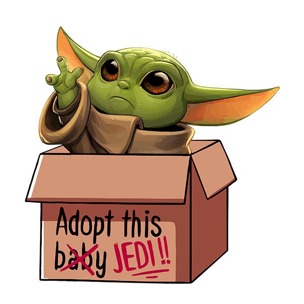 Adesivi Murali: Baby Yoda in una scatola