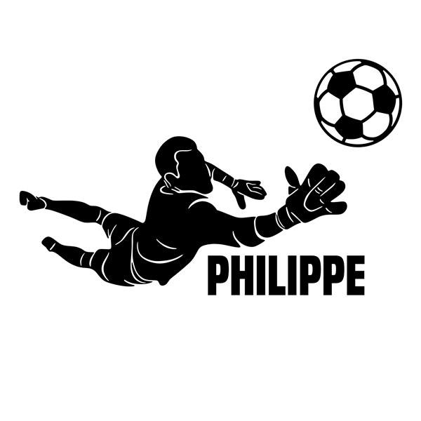Adesivi per Bambini: Silhouette di portiere di calcio con nome personal
