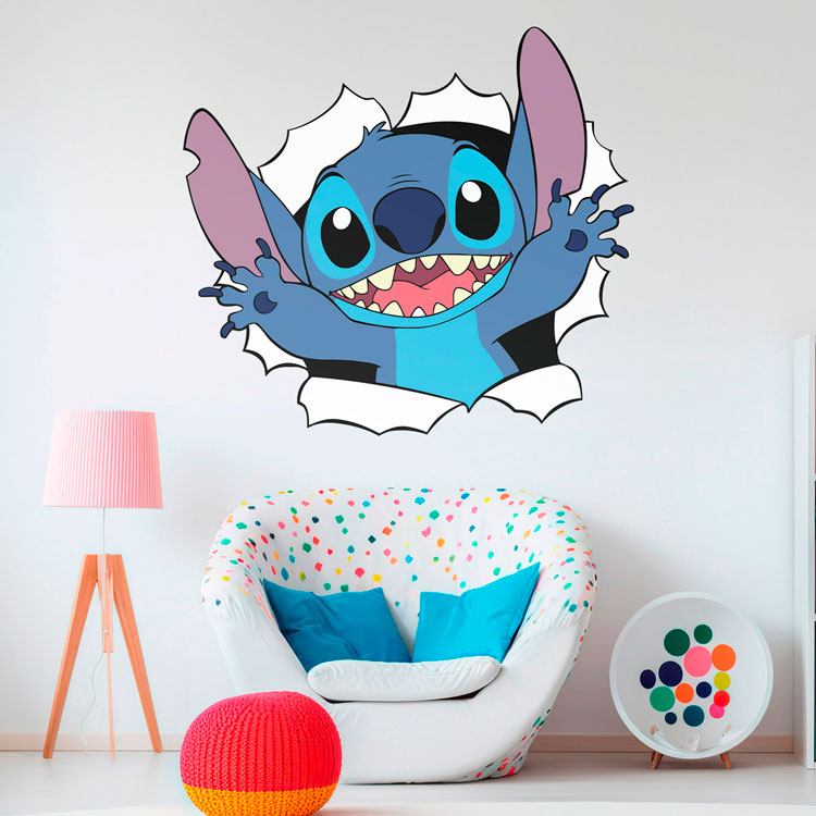 Adesivi per Bambini: Stitch che esce dal muro