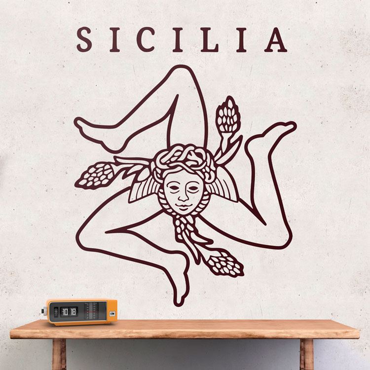 Adesivi Murali: Trinacria della Sicilia con scritta SICILIA