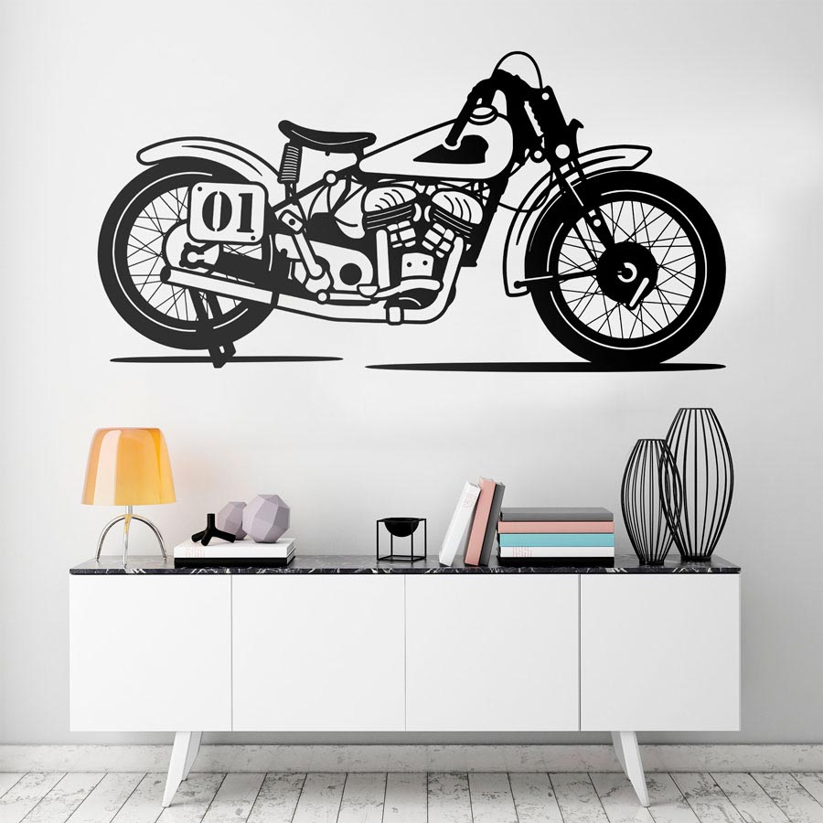 Adesivi Murali: Moto Classica Retro Corsa