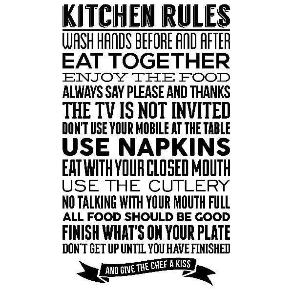 Adesivi Murali: Regole della cucina - Inglese