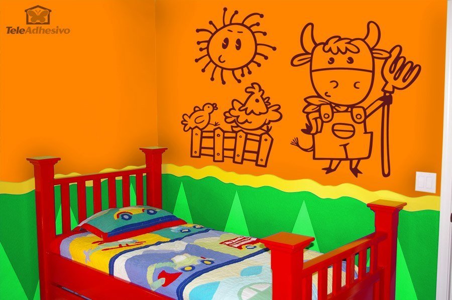 Adesivi per Bambini: La mucca contadino