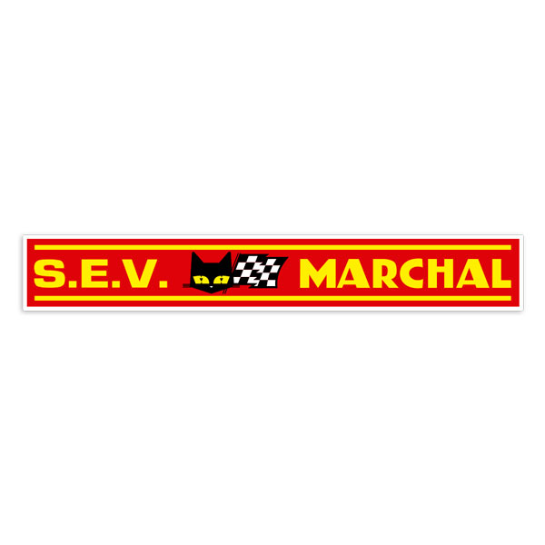 Adesivi per Auto e Moto: Logotipo S.E.V. Marchal con Gatto Nero e Bandiera 