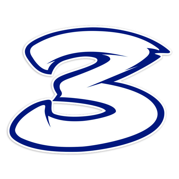 Adesivi per Auto e Moto: Numero da Gara 3 Estilizzato in Bianco e Blu