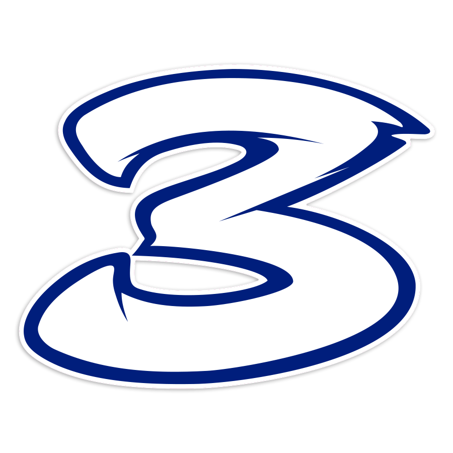 Adesivi per Auto e Moto: Numero da Gara 3 Estilizzato in Bianco e Blu