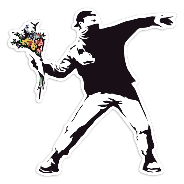 Adesivi per Auto e Moto: Lanciatore di Fiori Banksy Protesta Pacifica