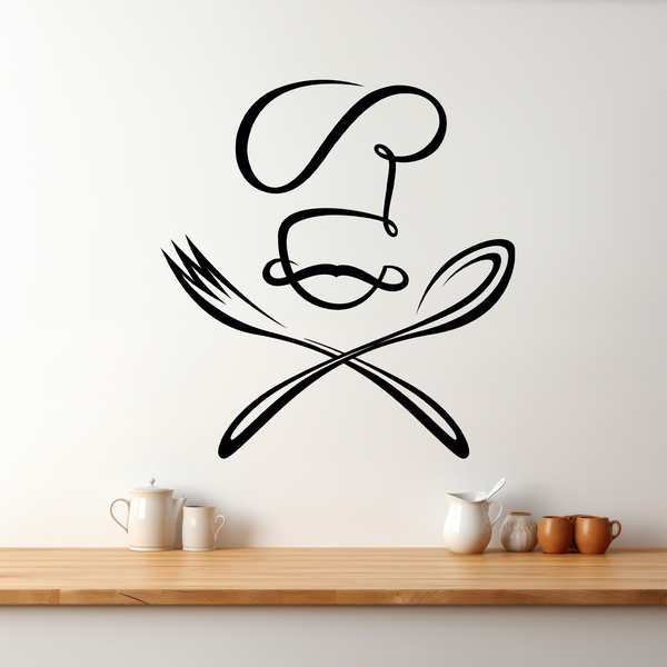 Adesivi Murali: Chef cucchiaio e forchetta 0