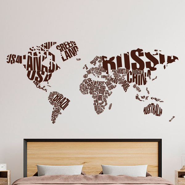 Adesivi Murali: Mappa del mondo tipografica