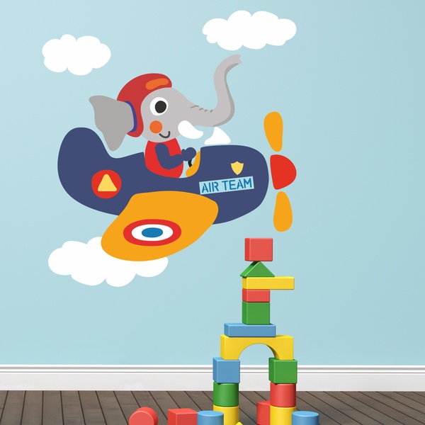 Adesivi per Bambini: Pilota di aeroplano elefante