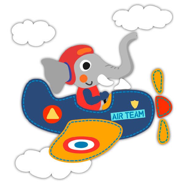 Adesivi per Bambini: Pilota di aeroplano elefante
