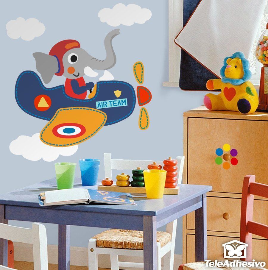 Adesivi per Bambini: Pilota di aeroplano elefante