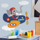 Adesivi per Bambini: Pilota di aeroplano elefante 3