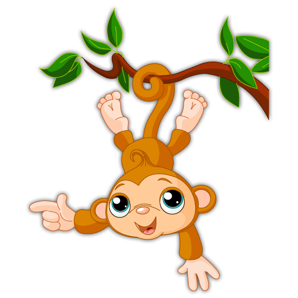 Adesivi per Bambini: Scimmia appeso al ramo 0