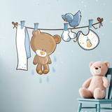 Adesivi per Bambini: Piccolo orso e uccellino sul bucato 3
