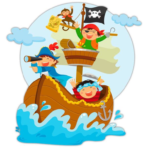 Adesivi per Bambini: Pirati che navigano in barca
