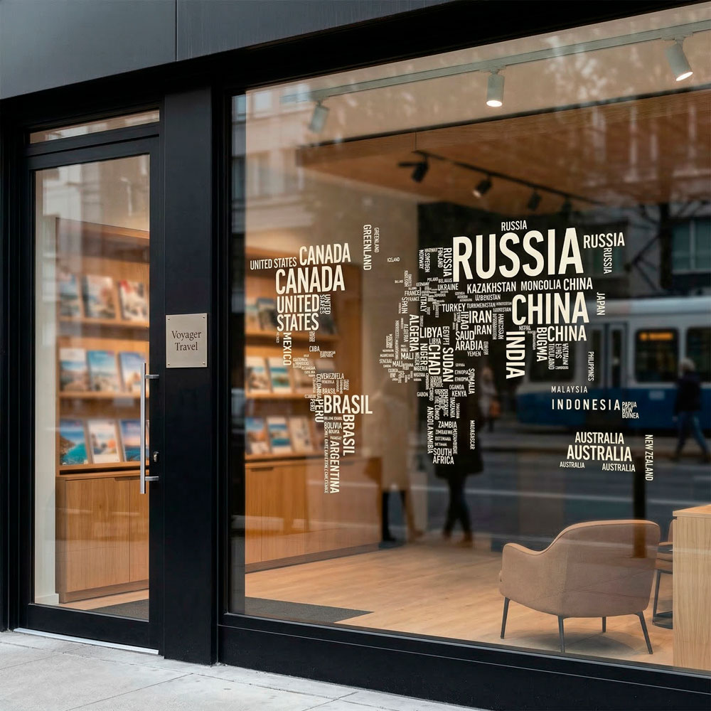 Adesivi Murali: Mappa del mondo tipografica