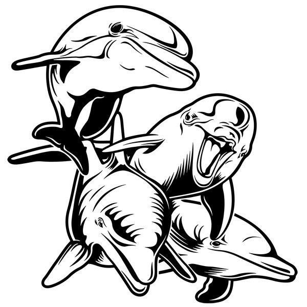 Adesivi Murali: 4 delfini sul fondo del mare