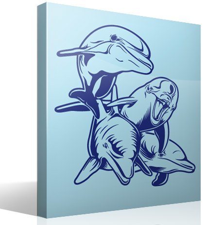 Adesivi Murali: 4 delfini sul fondo del mare