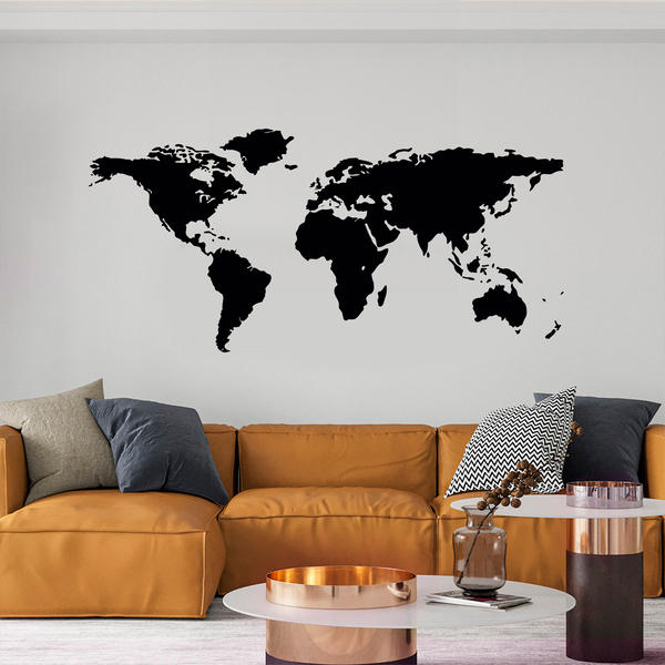 Adesivi Murali: Mappa del mondo - Silhouette