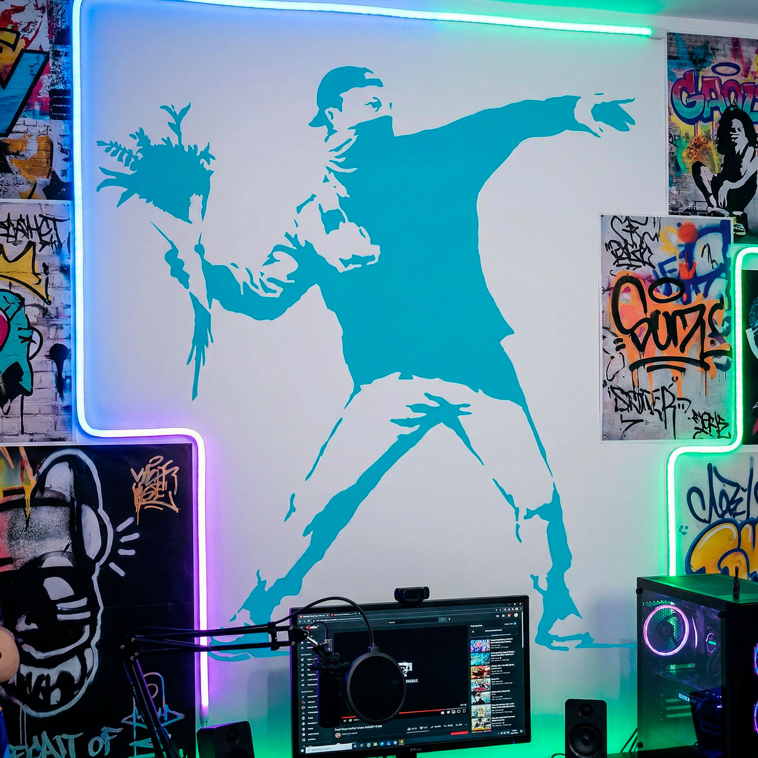 Adesivi Murali: Banksy Fiore protesta Lanciare