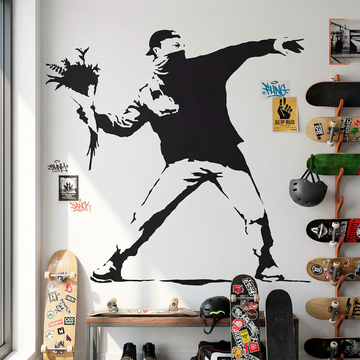 Adesivi Murali: Banksy Fiore protesta Lanciare