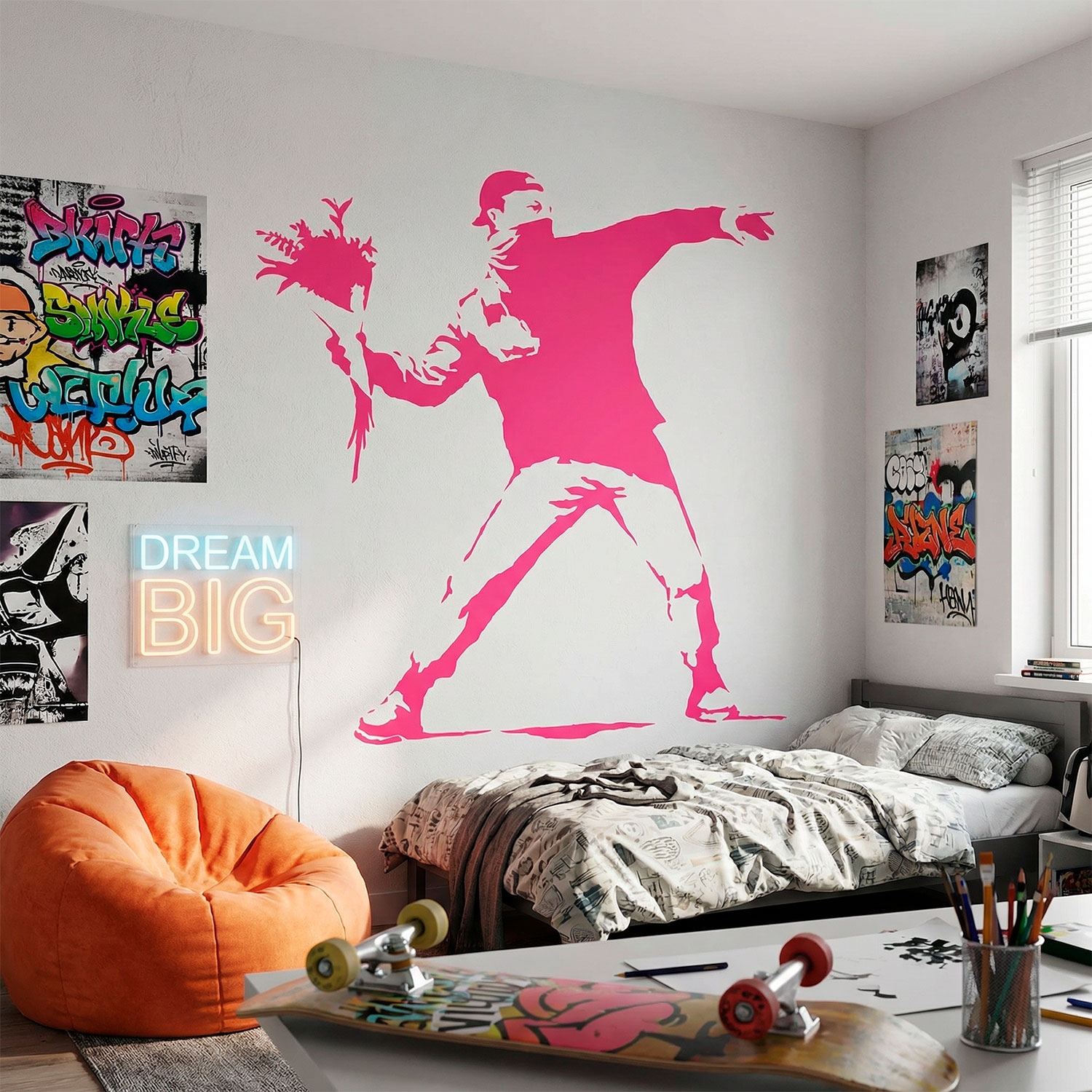 Adesivi Murali: Banksy Fiore protesta Lanciare