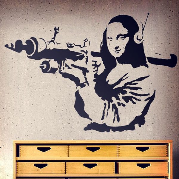 Adesivi Murali: La Gioconda con lanciarazzi - Banksy