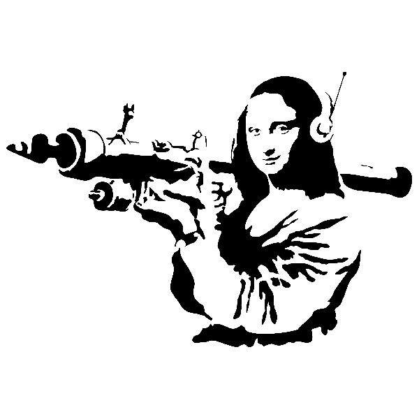 Adesivi Murali: La Gioconda con il lanciarazzi - Banksy