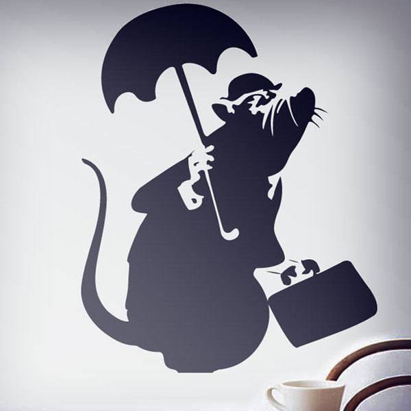 Adesivi Murali: Ratto con l'ombrello di Banksy