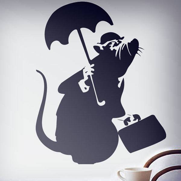 Adesivi Murali: Ratto con Umbrella di Banksy